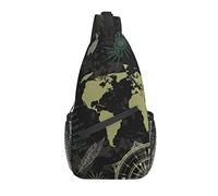 Borsello Tracolla Mappa Del Mondo Bussola Retrò Terra Zaino Monospalla Moda Sportivo Zaino Monospalla Sostenibile Monospalla Marsupio Per Sport Running Escursioni