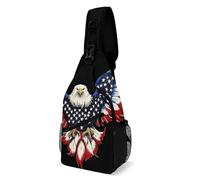 Borsello Uomo American Flag And Bald Eagle Patriotic Black Causal Borsa A Tracolla Tattica Multifunzionale Sling Bag per Viaggio Ciclismo Donna