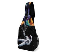 Borsello Uomo Funny Space Astronaut with Planets Balloon Art Antifurto Borsa A Tracolla Tattica Pratica Zainetto per Uso Quotidiano Moto Campeggio