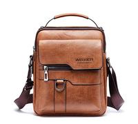 Borsello Uomo Pelle Tracolla Casual Borsa a Spalla da Lavoro, Piccolo Messenger Bag per ufficio,Viaggio,Vita quotidiana, creatività regalo per la festa del papà (B-marrone Chiaro)