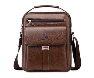 Borsello Uomo Pelle Tracolla Casual Borsa a Spalla da Uomo Borselli da Lavoro Piccolo Messenger Bag per ufficio,Viaggio,Vita quotidiana, creatività regalo per la festa del papà (A-marrone scuro)