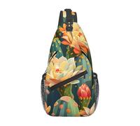 Borsello Uomo Summer Cactus Flower Pattern Portatile Borsa A Tracolla Tattica Moda Borsa Tattica Sul Petto Militare per Trekking Donna Alpinismo