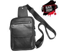 Borsello uomo tracolla eco pelle borsa zaino monospalla da zainetto nero piccolo