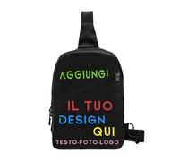 Borsello uomo tracolla Personalizzato Zaino borsa tracolla Personalizzata Borsa a Tracolla zainetto monospalla piccolo con Foto/Testo Impermeabile per Corsa Viaggio pieghevole sling bag donna