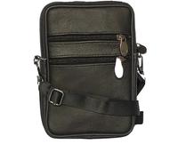 Borsello Uomo VERA PELLE cintura Portatelefono Tracolla Piccolo marsupio nero