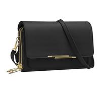 Borsetta a tracolla per smartphone multi-scomparto in similpelle nera