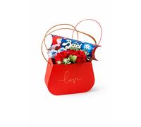 Borsetta con Manico con 4 Rose + Baci Perugina Tubo Classico 37,5 g