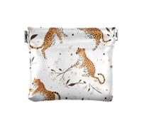 Borsetta da donna in pelle PU con stampa leopardata in stile cartone animato, mini borsa per il trucco, cartone animato dolce leopardo bianco, 1 size, Stampa artistica