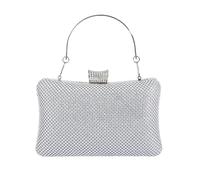 Borsetta da sera da donna, 12 x 6 cm, pochette da donna, con strass, in poliestere, elegante, glitterata, per feste, matrimoni, banchetto, borsa a tracolla portatile, color oro e argento, accessorio