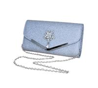 Borsetta da sera da donna, pochette da matrimonio, elegante e leggera, con tracolla a catena, per cene all'aperto, viaggi d'affari, viaggi e altri, Argento, Refer to description