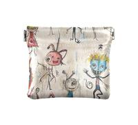 Borsetta da trucco con mostri dei cartoni animati, in pelle PU, piccola portamonete, per donna e ragazza