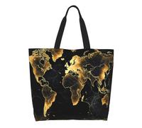 Borsetta Golden Wor-Ld Map With Cracked Texture Donna Borsa Tote Impermeabile Borsa A Tracolla Elegante Tote Bag Per Università Shopping Ufficio