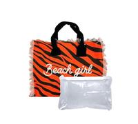 Borsetta Mare New Zebra HandBag Casual a Manico Corto con Zip 100% Cotone 30x24x14cm Borsa Spiaggia (Arancione)