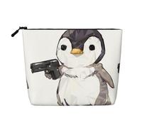 Borsetta multifunzione con pinguino in stile cartone animato, grande capacità, con cerniera, per viaggi, lavoro, casa, borsa per il trucco, portamonete, Nero , Taglia unica