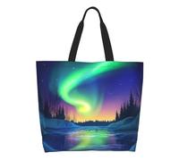 Borsetta Northern Light Over River Landscape Donna Tote Bag Moda Borsa Tote Grande Borse A Mano Per Lavoro Laptop Viaggi