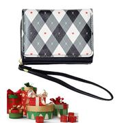 Borsetta per bambina, graziosa borsa a due ante con scomparti per carte di credito, a scacchi, per ragazze, vacanze, compleanni, viaggi, adolescenti, donne, madri, Nero, Refer to description, Unisex