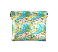 Borsetta per borsa, borsa per chiavi, portamonete, con banane gialle, spiaggia tropicale, borsa per cosmetici, impermeabile, da viaggio, Onde di banane gialle tropicali della spiaggia, one size, Onde