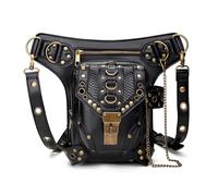 Borsetta per gambe Borsetta steampunk, Borsa a tracolla in pelle gotica vintage - Borsa a marsupio Steampunk con borsa for le gambe