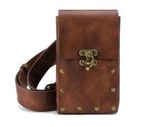 Borsetta per gambe Borsetta steampunk, Borsa a tracolla in pelle gotica vintage - Borsa a marsupio Steampunk con borsa for le gambe(Brown)
