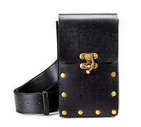 Borsetta per gambe Borsetta steampunk, Borsa a tracolla in pelle gotica vintage - Borsa a marsupio Steampunk con borsa for le gambe(Black)