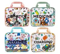 Borsetta Per Trucchi Trasparente - 4 Pezzi Custodia Impermeabile Con Zip | Necessaire da Viaggio con Scomparti Organizzati | Per Donne E Ragazze, Per Cura Della Pelle E Cosmetici, Per Viaggi E Lavoro