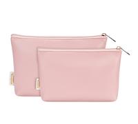 Borsetta Porta Trucchi Piccola Portatile 2 Pezzi con Cerniera Borsa Cosmetica Idrorepellente in Morbida Pelle Pu Borsa per Cosmetici da Viaggio, Rosa (Attesa di Brevetto)