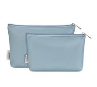 Borsetta Porta Trucchi Piccola Portatile 2 Pezzi con Cerniera Borsa Cosmetica Idrorepellente in Morbida Pelle Pu Borsa per Cosmetici da Viaggio, Blu (Attesa di Brevetto)