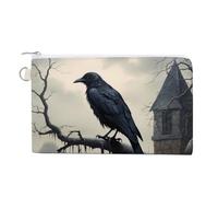 Borsetta portamonete con scritta "Old Castle and Black Crow", con cerniera, Stile:, Taglia unica