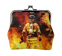 Borsetta portamonete con stampa a forma di fiamma, con chiusura a bacio, piccola borsa vintage per uomo e donna, Nero , Taglia unica, Portamonete