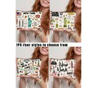 Borsetta portaoggetti con cerniera, souvenir di New York, borsa da donna per il make-up di grande capacità, leggera, borsa da viaggio per articoli da toeletta, borsa portatile per il make-up, borsa mu