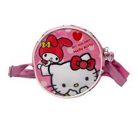 Borsetta Tracolla Rotonda Bambina Hello Kitty e My Melody Sanrio Mini Borsa Rosa con Cerniera Charm Cuore Tracolla Regolabile Compatta e Leggera per Regalo Feste e Uscite 18,5 cm