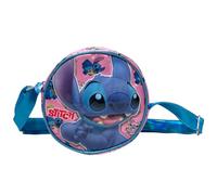 Borsetta Tracolla Rotonda Bambino Disney Stitch e Angel Mini Borsa Compatta con Cerniera Tracolla Regolabile Design 3D Plastificato Leggera per Passeggiate Feste e Regalo 18,5 cm