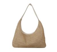 Borsette Borsa in tessuto Borsa casual sotto le ascelle in paglia Borsa a tracolla di grande capacità da donna(White)