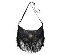 Borsette da viaggio per astrologia dei tarocchi neri e oro, da donna, con tracolla regolabile, borsa a tracolla da donna alla moda con (prop2)