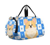 Borsone a griglia blu bianco con scomparto per scarpe, leggero, per bambini, per viaggi, nuoto, danza, balletto