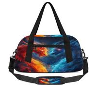 Borsone astratto rosso blu Fire Dragon per bambini, piccola borsa sportiva da viaggio leggera per ragazzi e ragazze, borsa da viaggio per weekend notturni, borsa da palestra per la scuola e i pigiama