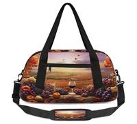 Borsone autunnale per bambini con uva e uva, per ragazze e ragazzi, borsa sportiva leggera autunnale per bambini, piccola borsa da viaggio per la danza, Uva Raccolta Autunno, 18.5L x 7.8W x 9.4H