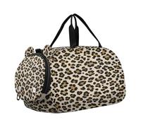 Borsone beige con stampa leopardata falso glitter con scomparto per scarpe leggero Weekender borsa da ballo per la notte per viaggi, sport, borsone da viaggio, weekender bolsa para hombre, Finto