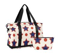 Borsone beige con stelle rosse a pois borse da notte per il fine settimana palestra sport borsa sportiva con cintura yoga regolabile multifunzionale, vino rosso stelle pois beige, taglia unica, vino