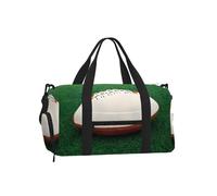 Borsone bianco per palla da rugby, con scomparto per scarpe, per sport, palestra, weekender, unisex, impermeabile, con tasca bagnata per scarpe sporche