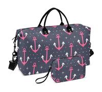 Borsone Bold Lines Ocean Magenta Scuro Weekend Bag con Toiletry Bag per Trekking Pieghevole bulto de para hombre