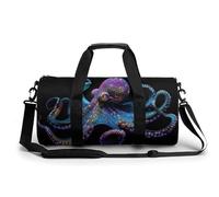 Borsone cilindrico da viaggio con motivo polpo con tentacoli lunghi, per donne e uomini, borsa da allenamento sportiva con tracolla