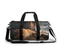 Borsone cilindrico da viaggio con renna che dorme nel fienile, borsa da palestra per donne e uomini, borsa da allenamento sportiva con tracolla