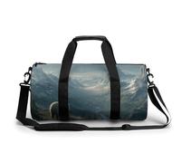 Borsone cilindrico da viaggio con scritta "Bear Mountains and ICY Rivers", borsa da palestra per donne e uomini, borsa da allenamento sportiva con tracolla