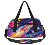 Borsone colorato con astronave astronave universo, piccola borsa sportiva da viaggio leggera per ragazzi e ragazze, borsa da viaggio per il weekend, borsa da palestra per scuola, sport e pigiama party