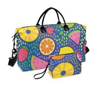 Borsone colorato con frutta tropicale da portare con sé durante la notte borsa pieghevole con cinghia regolabile per allenamento sportivo, Frutti tropicali colorati, 1 Size