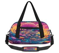 Borsone colorato con funghi magici trippy per bambini durante la notte borsone per ragazzi ragazze adolescenti borsa da palestra per weekender viaggi ginnastica danza, Multicolore