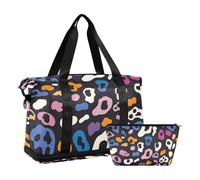 Borsone colorato con ghepardo per la notte, borsa da viaggio e bagaglio con borsa da toilette per trekking multifunzionale, ghepardo colorato, 1 size