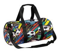 Borsone colorato da calcio, sport, palestra, allenamento, leggero, a tracolla, borsone da viaggio, per uomini e donne (palloni da calcio), Calcio colorato, 17.6(L) x 9(W) x 9(H) inch