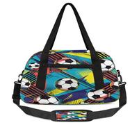 Borsone colorato per bambini da calcio, per ragazze e ragazzi, borsa leggera per sport e palestra, piccola borsa da viaggio da portare con sé durante la notte, Calcio colorato, 18.5L x 7.8W x 9.4H